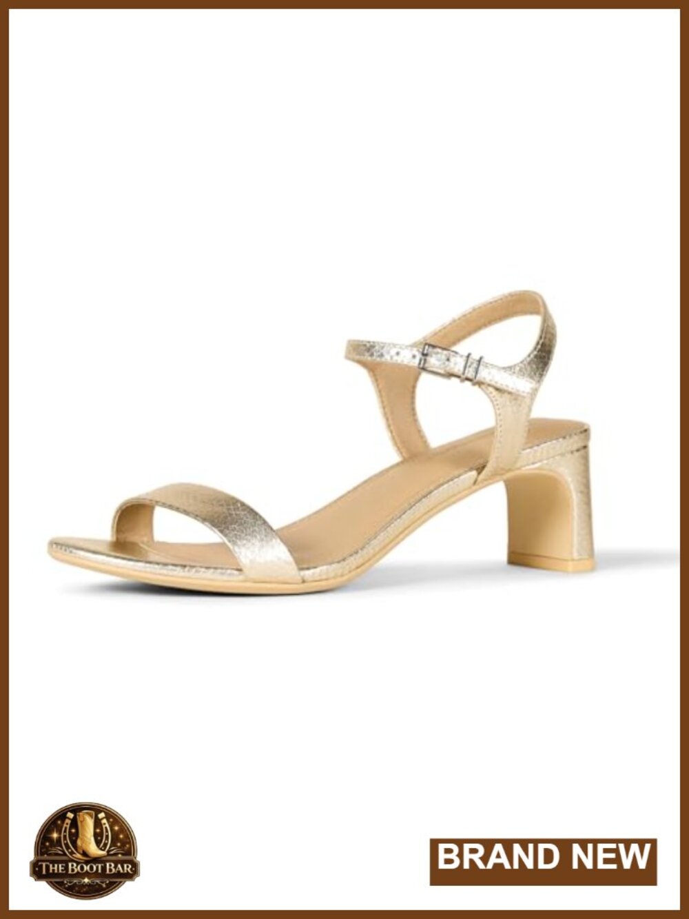 Women's Ankle Strap Low Heel Sandals with Memory Foam, Faux Snakeskin